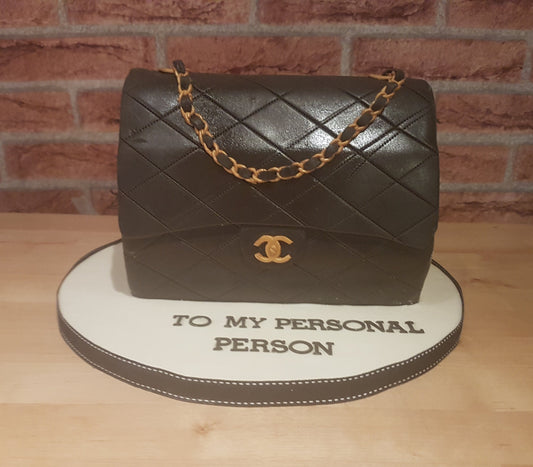 Black Chanel bag cake