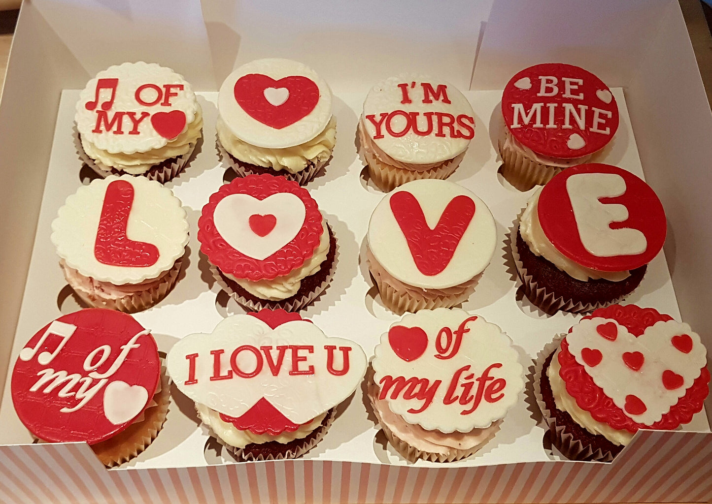 Valentine's themed cupcakes - box of 12