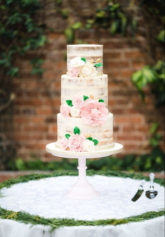 Three-tier naked wedding cake