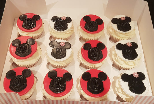 Mickey and Minnie Mouse themed cupcakes - box of 12