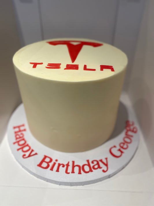 Tesla logo cake
