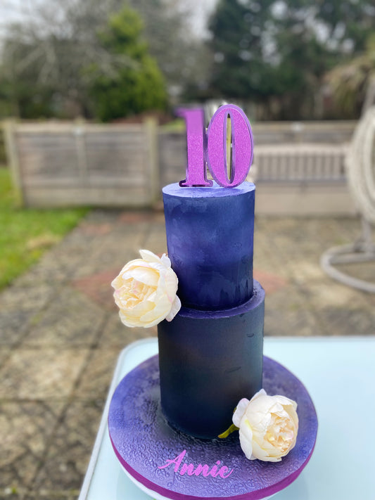Black cake with purple accents