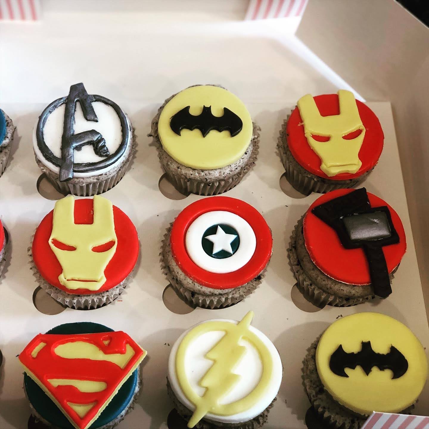 Superhero themed cupcakes - box of 12