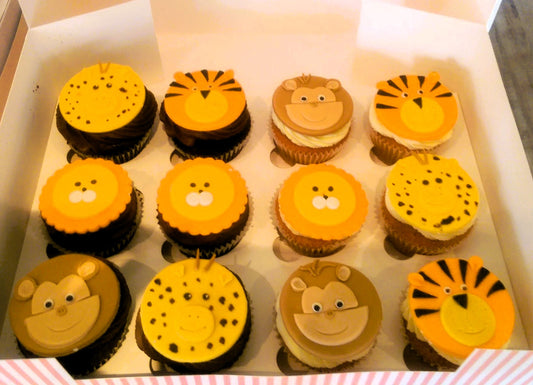 Safari themed cupcakes - box of 12