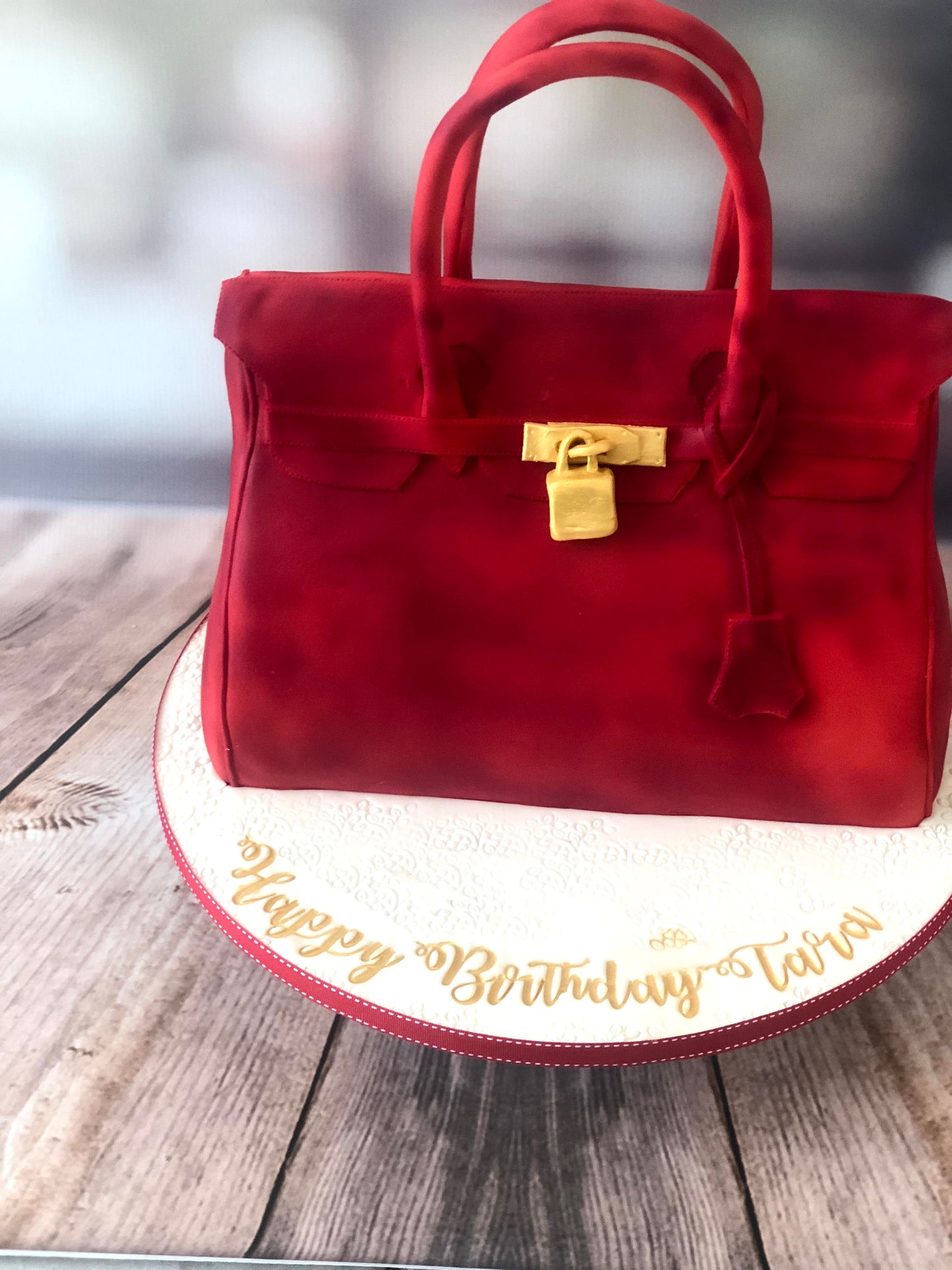 Red Hermes bag cake