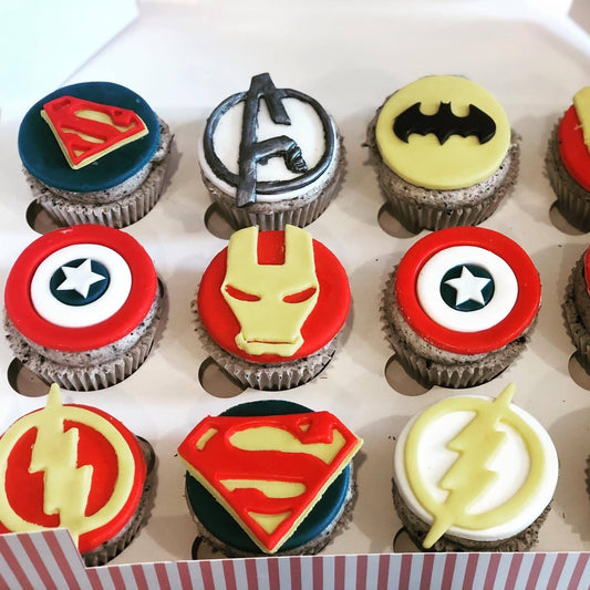 Superhero themed cupcakes - box of 12